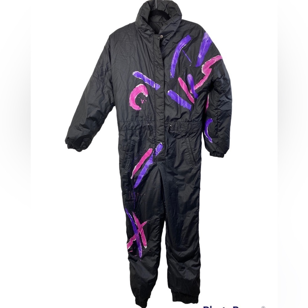 Vintage‎ Slalom Gallery Painting Pink Black Purple Retro Artsy Ski Snow suit 10